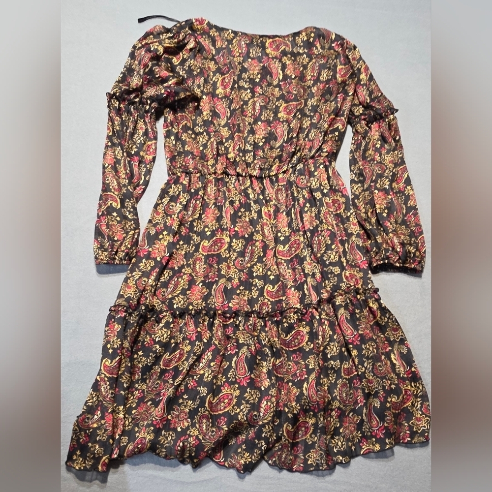 Stella & Julie EUC Elegant Long Sleeve Paisley Dress Size 6 PTP 19 - Length 37 - Picture 2 of 5